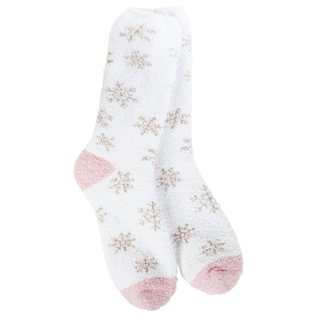 White Winter Shimmer Crew World's Softest Socks