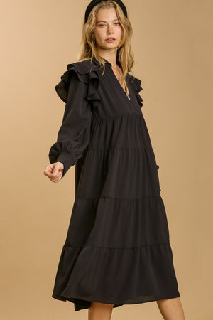 Umgee Black Styled To Perfection Tiered Maxi Dress