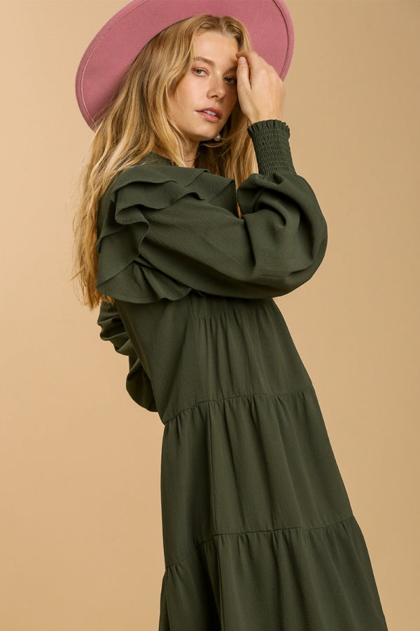 Umgee Tiered Back Satin Tunic/Dress