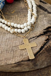 Ever Near Multi-Strand Cream Wood Beads Cross Necklace