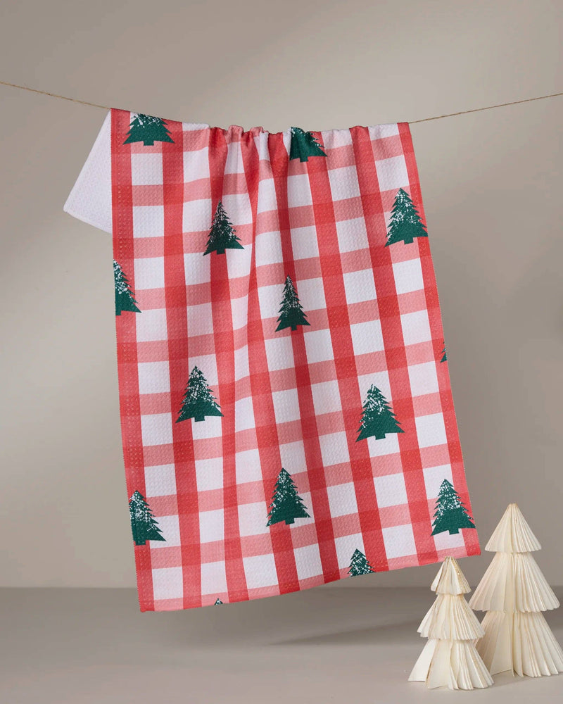 Christmas Pines Geometry Tea Towel