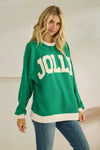 Jolly Kelly Green Cloudy Knit Pullover Top