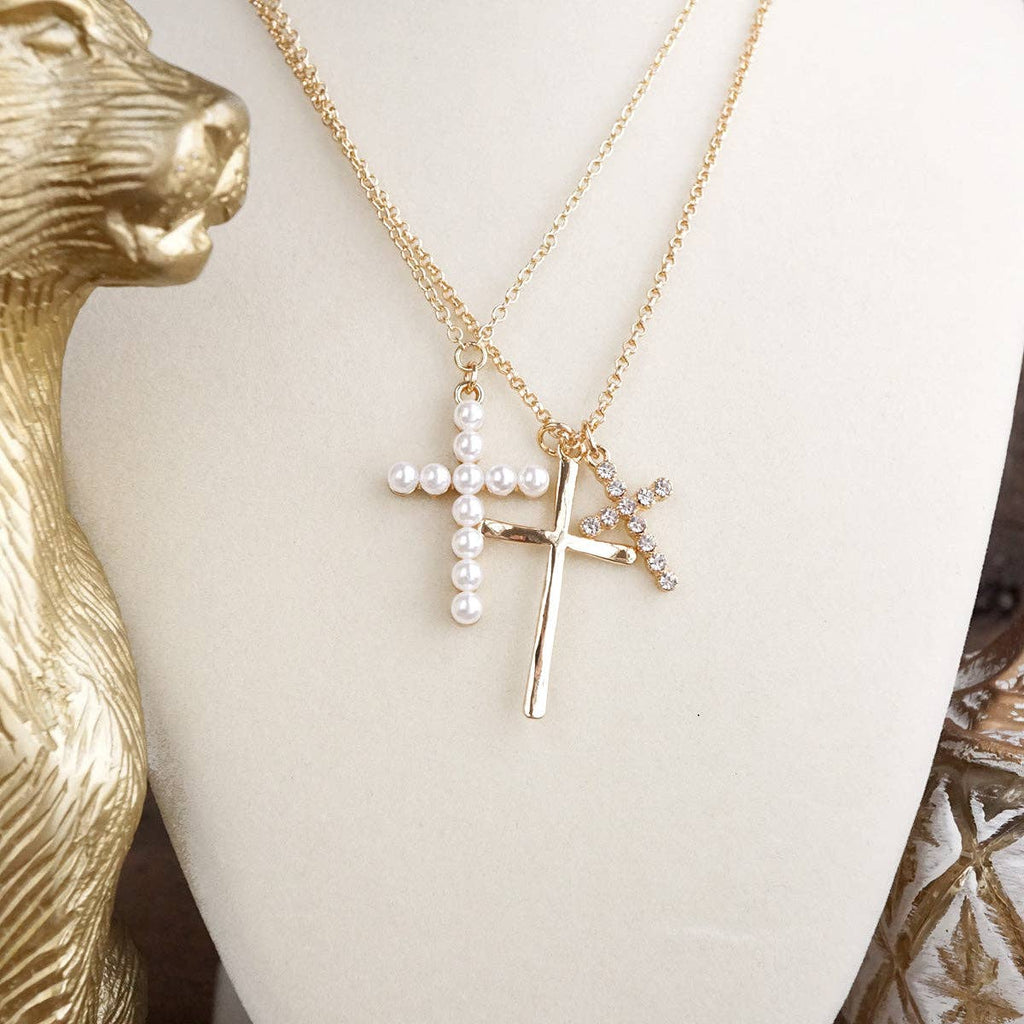 Sacred Layers Gold Multi-Cross Pendant Necklace