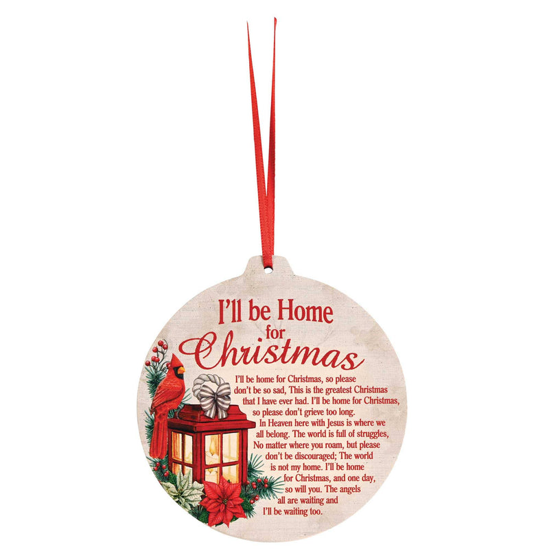 I'll Be Home For Christmas Memorial Wood Ornament