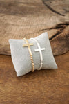 Abide In Me Silver Cross Stretchy Bracelet