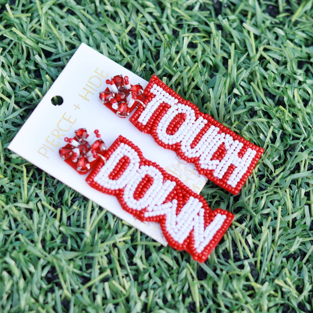 Red + White Game Day Touch Down Earrings