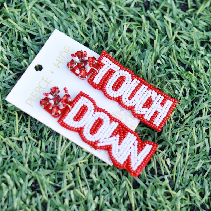 Red + White Game Day Touch Down Earrings