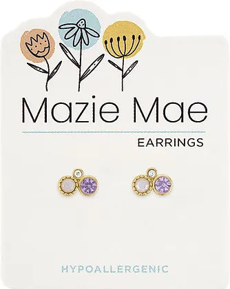 Purple Trio Gold Stud Mazie Mae Earrings