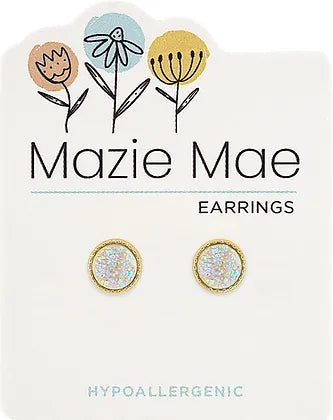 Sparkling White Opal Gold Stud Mazie Mae Earrings