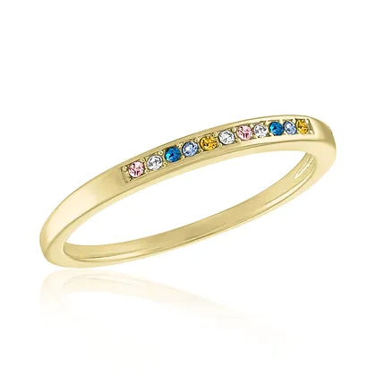 Multi-Color Inset CZ Gold Layers Ring