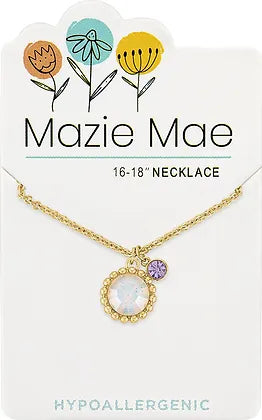 Gold Beaded White Opal & Mini Tanzanite Mazie Mae Necklace