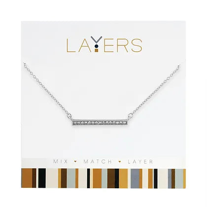 CZ Bar Layers Necklace in Silver