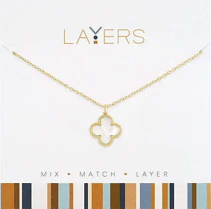 Beaded Quatrefoil Layers Necklace in Gold