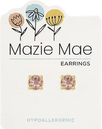 Vintage Rose Solitaire Gold Stud Mazie Mae Earrings