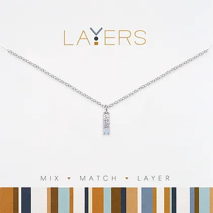 Petite Blue Trio Layers Necklace in Silver