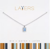 Light Saphire Emerald Cut Layers Necklace in Silver