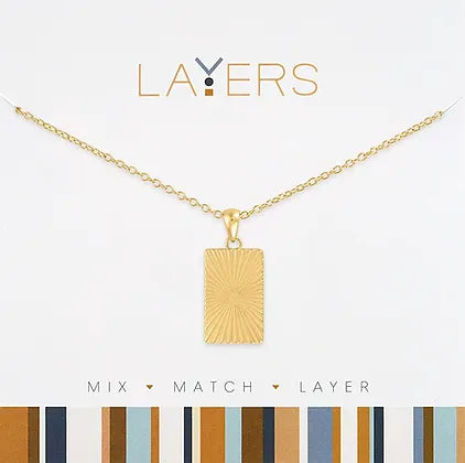 Textured Tag Layers Necklace in Gold