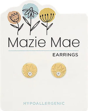 Outlined Sunflower Gold Stud Mazie Mae Earrings