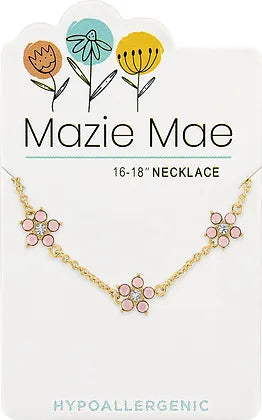 Gold Rose Water Opal Flower Trio Mazie Mae Necklace