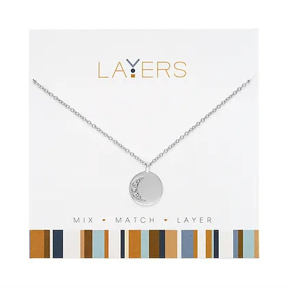 Crescent Moon Layers Necklace in Silver