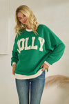 Jolly Kelly Green Cloudy Knit Pullover Top