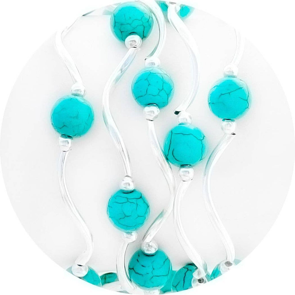 Turquoise Howlite Color Story Gemstones + Crystals Beaded Stretch Bracelet
