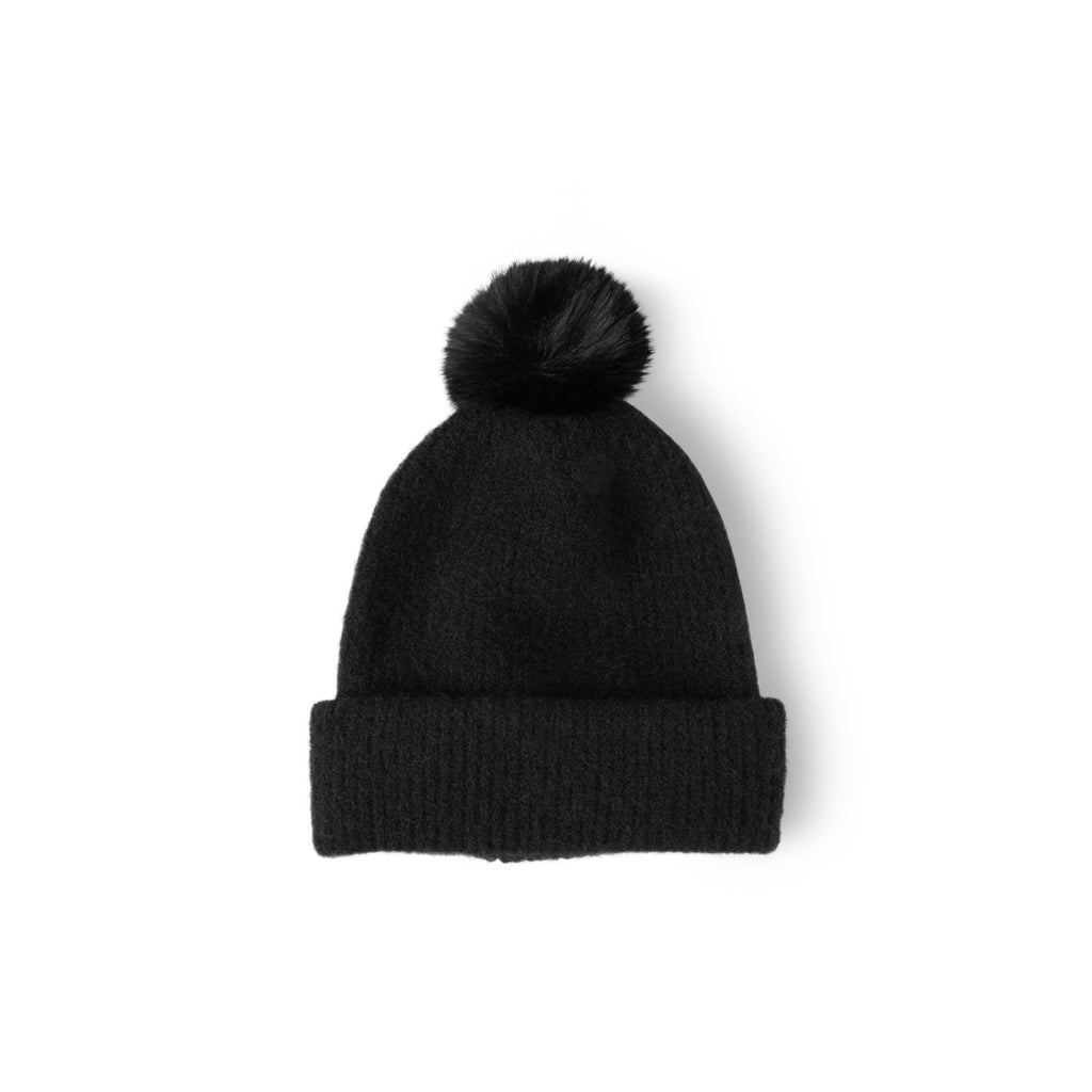 Britt's Knits Black Powder Knit Ultra Soft Pom Beanie