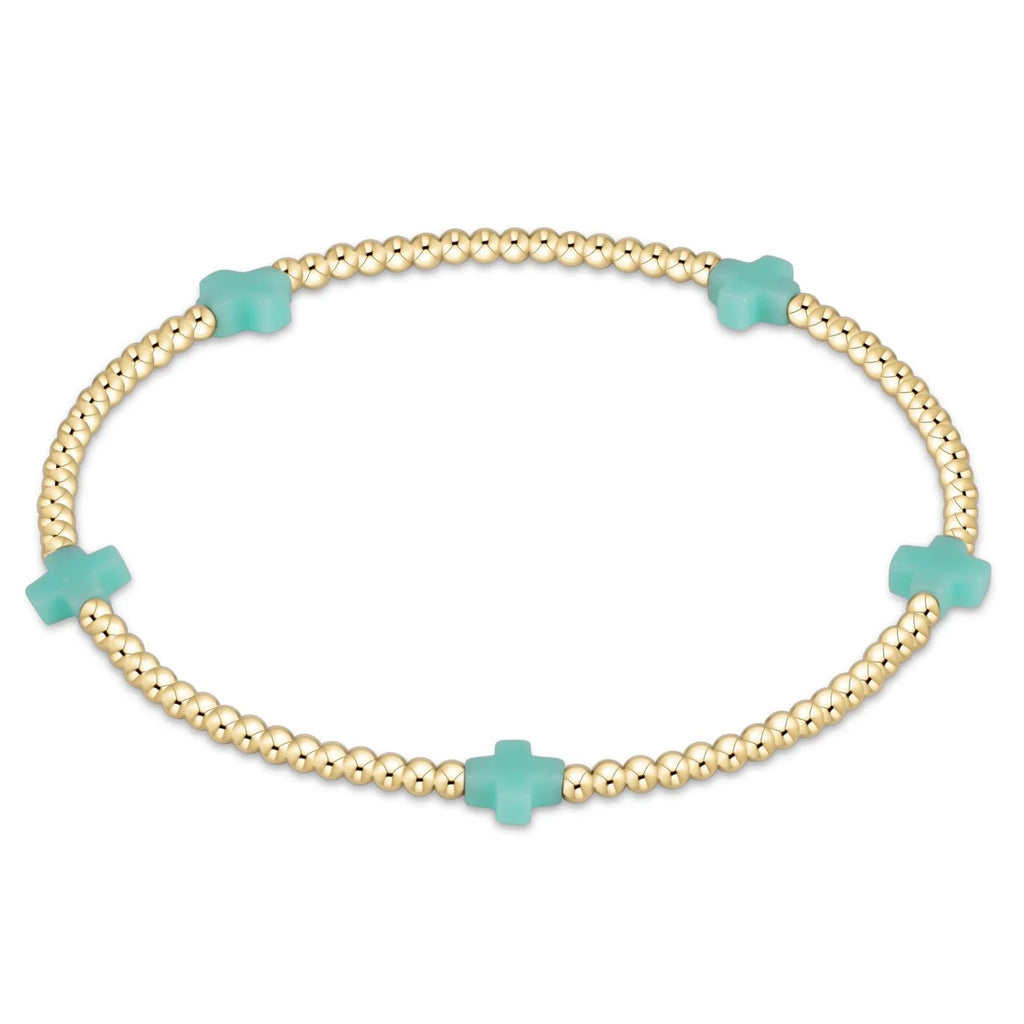 Enewton Mint Small Signature Cross 2mm Gold Bead Bracelet
