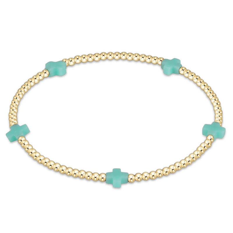 Enewton Mint Small Signature Cross 2mm Gold Bead Bracelet