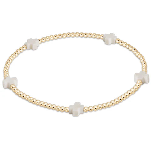 Enewton Off-White Small Signature Cross 2mm Gold Bead Bracelet