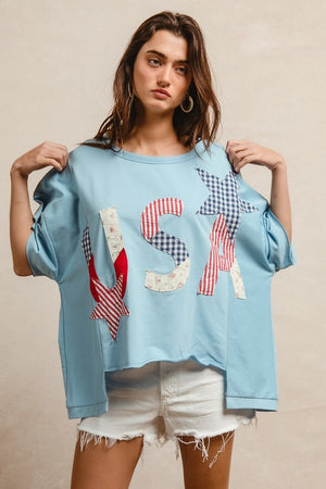 Star Spangled Stitch Patchwork Top