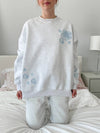 Sunkissed Coconut Pearl Grey Tropical Embroidered Sweatshirt