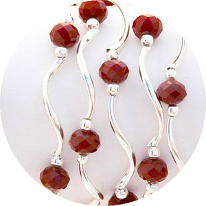 Marroon Opaque Color Story Gemstones + Crystals Beaded Stretch Bracelet