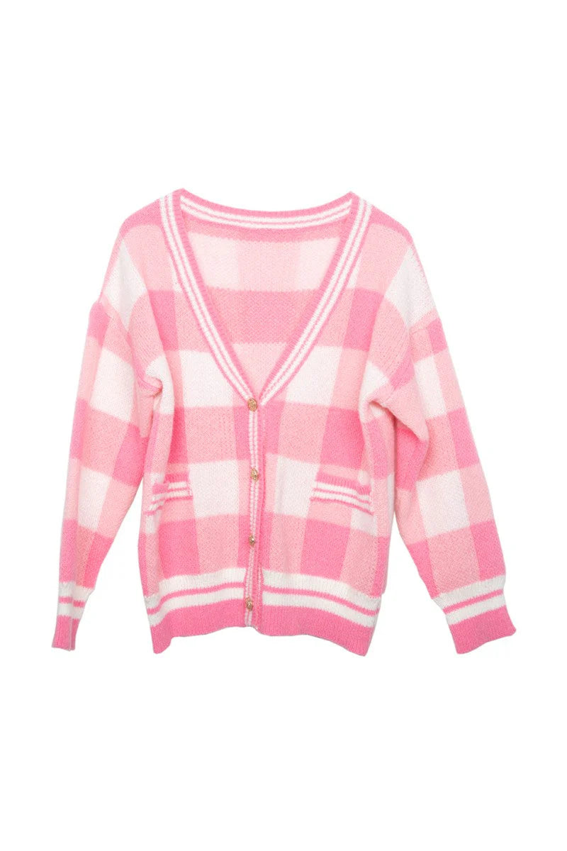 Sugarplum Check Katydid Cardigan