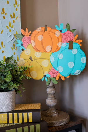 Multi Floral Pumpkin 12" Doodles By Rebekah Topper
