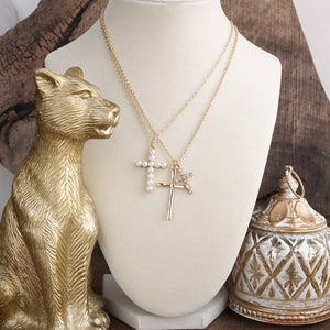 Sacred Layers Gold Multi-Cross Pendant Necklace