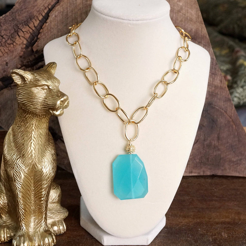 Cassidy Turquoise Natural Stone Chain Necklace