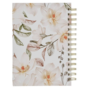 All Things For Good Romans 8:28 White Floral Wirebound Journal