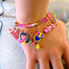 CHARM IT! Pink Bead Stretch Gold Bracelet
