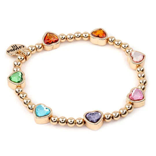 CHARM IT! Sparkle Heart Stretch Bead Gold Bracelet