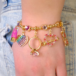 CHARM IT! Sparkle Heart Stretch Bead Gold Bracelet