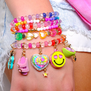 CHARM IT! Faceted Clear Rainbow Stretch Bead Bracelet