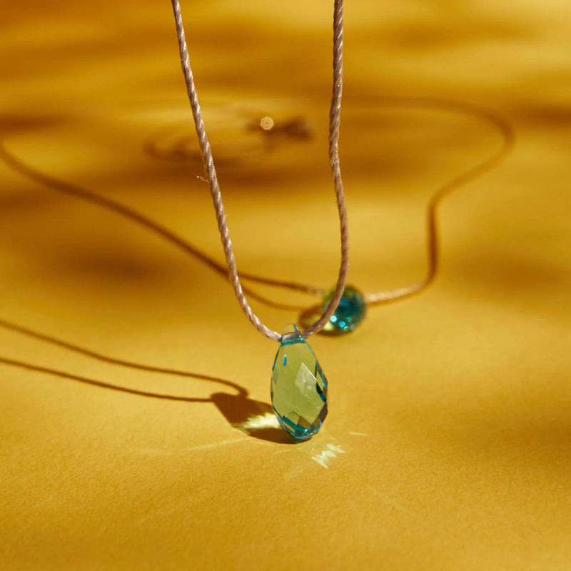 &Livy Aqua On Silver Hyevibe Crystal Slider Necklace