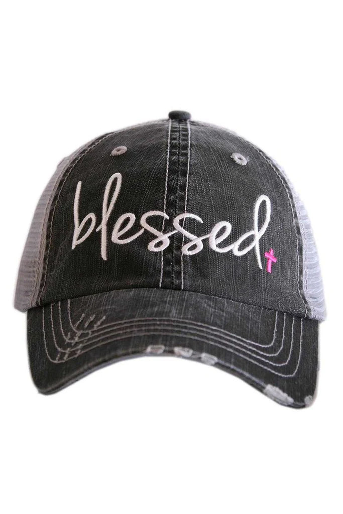 Blessed with Pink Cross Trucker Hat