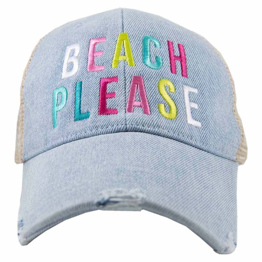 Beach Please Denim Trucker Hat
