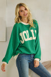 Jolly Kelly Green Cloudy Knit Pullover Top