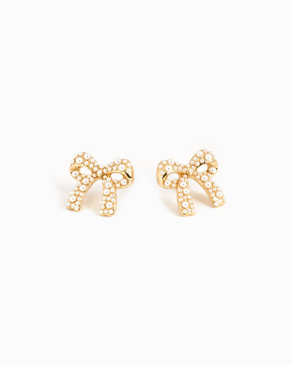 Organic Pearl Pave Bow Earrings