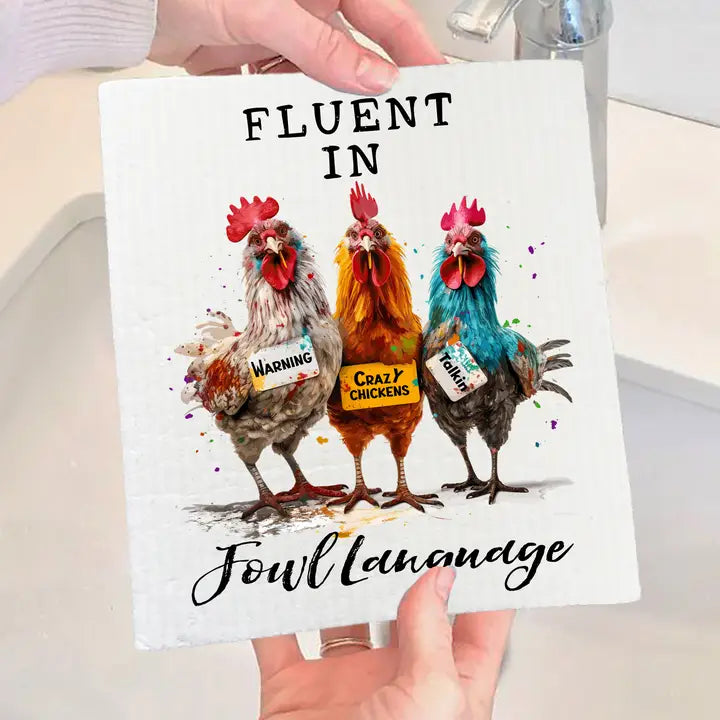 Fluent in Fowl Language Swedish Dish Cloth