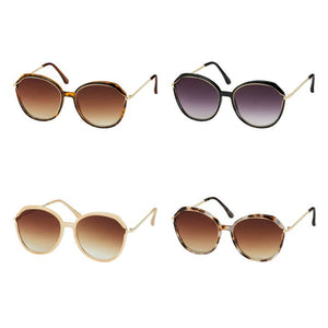 Blue Gem Round Metal Inlay Sunglasses