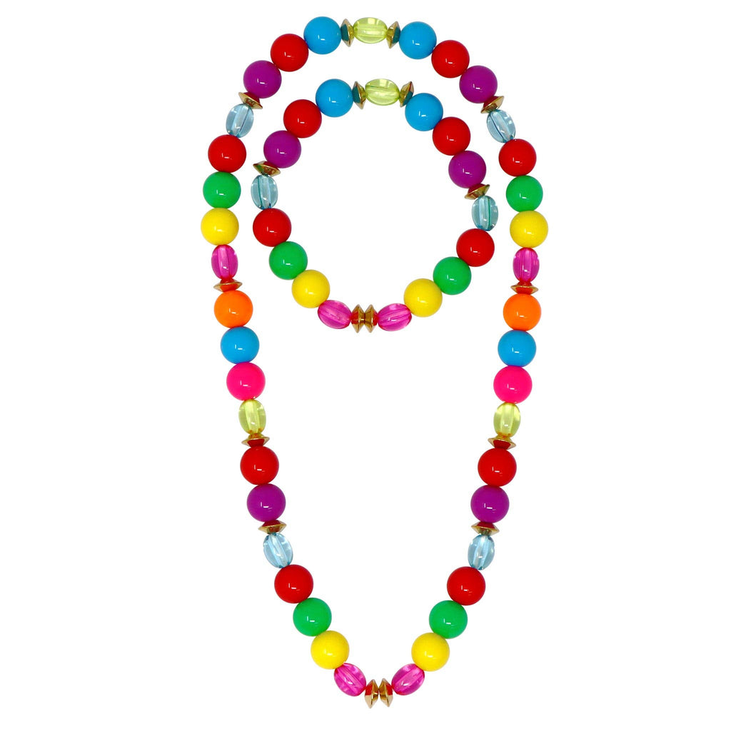 Rainbow Beaded Necklace & Bracelet Set